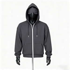 เสื้อฮู้ดดี้ผู้ชายแบบสตรีทแวร์สุดยูนีค ทรงโอเวอร์ไซส์ ผ้าหนา 400 กรัม ลายพราง แต่งคริสตัลเต็มตัว ซิปหน้า - Product Image 1