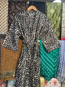 Leopard Print Cotton Kimono <b>Robe</b> Boho Lounge Wear Dressing Gown Anniversary Gift Winter <b>Robe</b> Cheetah <b>Robe</b> Leopard <b>Robe</b> - Product Image 3