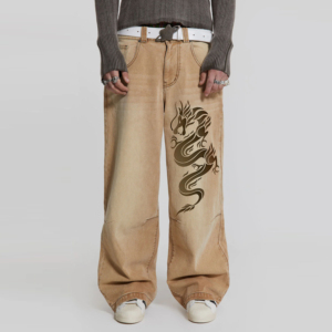 กางเกงยีนส์แฟชั่นทรงตรงขนาดใหญ่สำหรับผู้ชายและผู้หญิงกางเกงยีนส์ทรงหลวม - Product Image 6