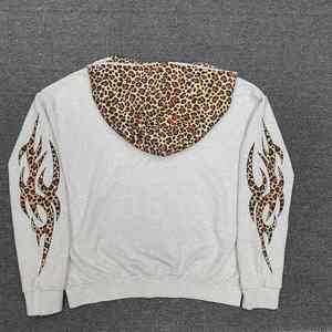 Sudadera Corta con Cremallera Personalizada, Estampado Digital de Leopardo, Corte Holgado, Estilo Desgastado para Hombre - Product Image 5