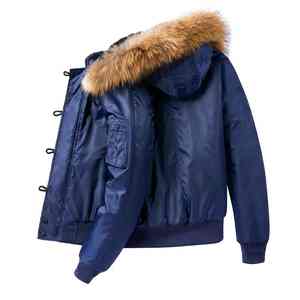 Vestes d'hiver décontractées pour hommes avec col en fourrure et capuche, coupe-vent, fermeture à glissière, service OEM, manteaux d'extérieur, bombardiers tactiques chauds - Product Image 4