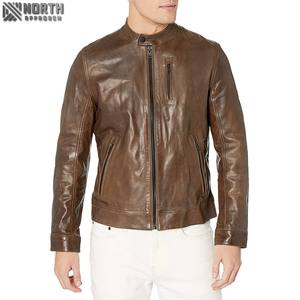 Usine directe hommes en cuir véritable Bomber veste Camouflage Moto Biker Style imperméable coupe-vent fermeture à glissière hiver - Product Image 1