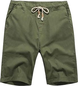 Pantalones cortos informales de lino para hombre, pantalones cortos de playa de verano de corte clásico con características antiarrugas y decoración de patrón - Product Image 2