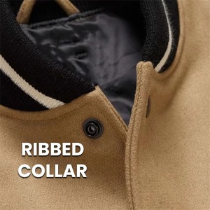 Chaqueta Universitaria sin Cuello para Hombre, Invierno, Cómoda, Cortavientos, Estilo Letterman, Tela Ligera de Lona, Precio Razonable, Recubierta - Product Image 4