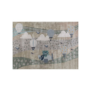 Alfombra de Lana y Viscosa Verde Confeti, Hecha a Mano, con Diseño Novedoso TRA-14864 para Uso Doméstico - Product Image 1