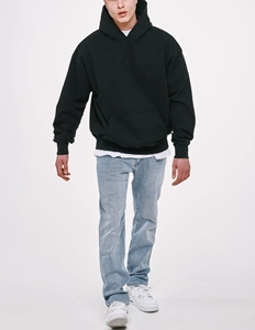 Sweat à capuche imprimé en relief de haute qualité 400 g/m² surdimensionné sans cordon en molleton français, sweat à capuche de luxe lourd - Product Image 4