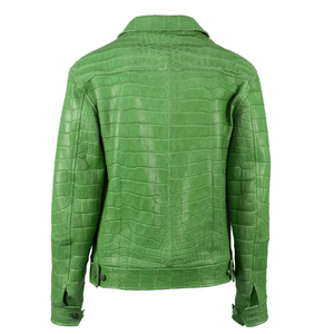 Veste en cuir pour homme à col montant, en cuir respirant, effet crocodile, vente chaude - Product Image 2