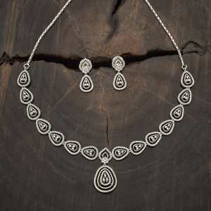Zircon Necklace 184911 Elegant <b>Wedding</b> <b>Accessory</b> with Dazzling Zircon Stones - Product Image 2