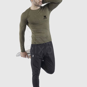 เสื้อรัดรูปเข้ารูปสำหรับผู้ชายเสื้อรัดรูปสีพื้นสำหรับออกกำลังกาย - Product Image 5