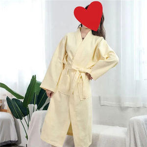 Hôtel personnalisé de haute qualité Logo personnalisé Garniture de tuyauterie de luxe Peignoir de bain Spa 100% coton gaufré - Product Image 6