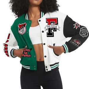 Veste universitaire pour femmes en gros manteau letterman de baseball avec logo personnalisé veste de mode surdimensionnée de style universitaire pour streetwear - Product Image 4