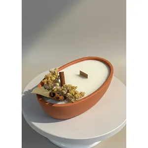 Handmade Wooden <b>Wick</b> Cinnamon Scented Earthenware Soy Wax <b>Candle</b> Eco-Friendly Aromatherapy for Home Decoration Valentine's Day - Product Image 2