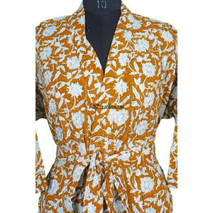 Vente en gros de vestes longues en coton 100% Kantha, cousues à la main, col en V, fermeture à cordon, respirantes, décontractées, toutes tailles, pour l'hiver et l'été - Product Image 4