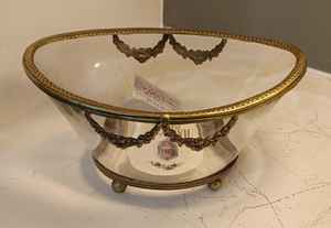 Cuenco de cristal de nuevo diseño con metal con forma ovalada de trabajo en relieve para Decoración de mesa y servicio - Product Image 2