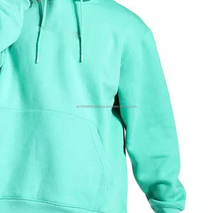 Sweat à capuche oversize en coton de haute qualité, épaules tombantes, uni, personnalisable, manches longues, vert menthe, pour homme - Product Image 3