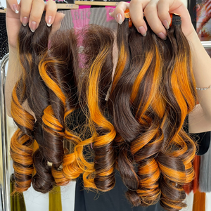 Paquets de trame de cheveux bouclés rebondissants standard de qualité supérieure couleur Orange Ombre meilleure qualité paquets de cheveux bouclés bruts vietnamiens - Product Image 5