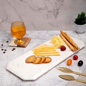 Plateau rectangulaire en marbre de style élégant pour servir des fruits, du thé, des desserts à la maison ou à l'hôtel pour les fêtes - Product Image 1