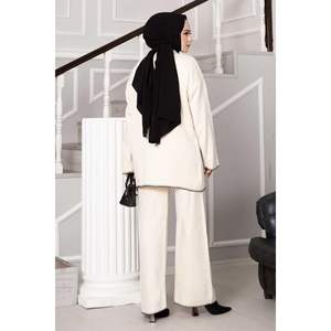 Shepherd Stitch Pocket Detailed Knit Conjunto de 2 Piezas Crema - Product Image 5