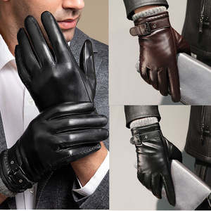 Gants en cuir pour femmes de mode d'hiver haut de gamme, coupe-vent, en cuir véritable, gants de conduite en cuir - Product Image 6