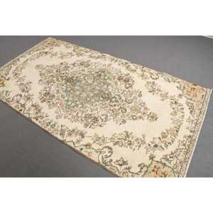 4.2x7.8 ft Vintage Rug, Turkish Area Rug, Green <b>Brown</b> Camouflage Rug - Product Image 1