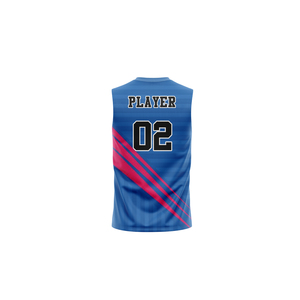 Custom Sublimated Sleeveless 7v7 Jersey Unisex Blue <b>Red</b> <b>Striped</b> Moisture Wicking Crew Neck Tank <b>Top</b> Adult Regular Fit - Product Image 2
