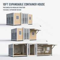 Maison conteneur extensible de 10 pieds, préfabriquée, modulaire, pliable et portable, pour bureau de chantier et habitation