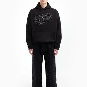 ชุดเสื้อมีฮู้ดติดซิปแบบเต็มแผ่นปะเย็บปักลายติดพลอยเทียมทำให้แดดซีดจางสไตล์วินเทจออกแบบโลโก้ได้ตามต้องการ - Product Image 2