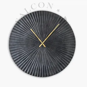 Minimalist Black with Gold White Hand Large Statement Fan 80 cm Wall Clock