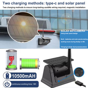 Caméra de recul sans fil alimentée par énergie <span class=keywords><strong>solaire</strong></span> 300M pour voitures avec aimant, batterie intégrée et application mobile Wi-Fi - Product Image 2