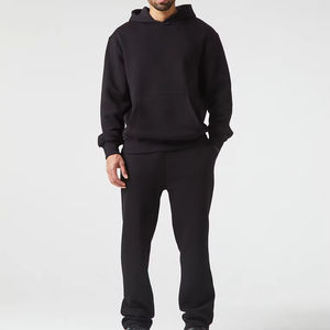 Ensemble de survêtement streetwear pour homme en molleton technique de coton, élégant, 2 pièces, matière mi-lourde, sweat-shirt et pantalon de survêtement, respirant pour l'automne - Product Image 1