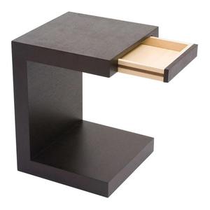 Elegante mesa auxiliar negra moderna en forma de C con cajón para uso conveniente en la sala de estar o el dormitorio - Product Image 3