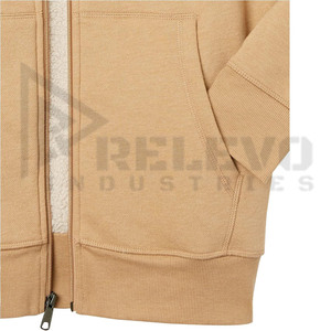 เสื้อฮู้ดซิปผู้ชายสีพื้น ผ้าฝ้ายฟลีซ 100% ใส่สบายๆ สำหรับฤดูหนาว ออกแบบได้ตามต้องการ ระบายอากาศได้ดี ชุด 2 ชิ้น สีพื้น - Product Image 6