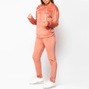 Chándal de algodón grueso de buena calidad para mujer, chándales de lana, ropa de calle, conjunto de chándal de terciopelo personalizado de terciopelo para mujer para niñas - Product Image 6