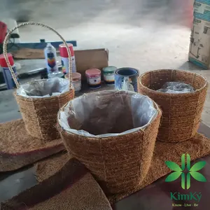 베트남 공장 도매 자연 컬러 핸드 메이드 코넛 고리 버들 고리 버들 화훼/베트남 2024 과일을위한 저장 바구니