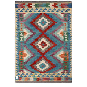 Alfombra Kilim de Maimana, Afganistán, 177 x 119 cm, Textil para el Hogar, Diseño Tradicional Hecho a Mano, Duradero y Elegante - Product Image 1