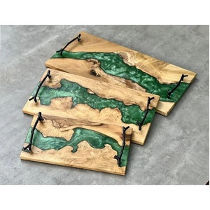 Grand plateau roulant personnalisé en agate géode irrégulière poignées de moule en résine époxy silicone planche à fruits plateau de service table basse - Product Image 4