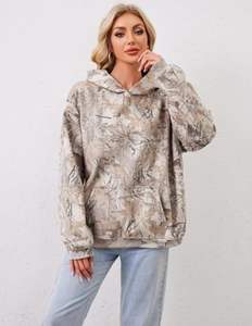 Sudadera OEM de lana con estampado personalizado para mujer, Sudadera con capucha de camuflaje para exteriores, ropa de calle de invierno para compras a granel - Product Image 5