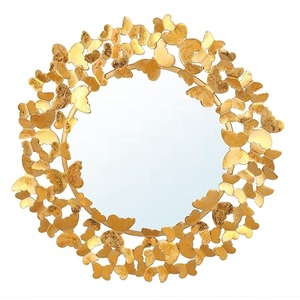 Nouveau miroir mural en métal au prix de gros Nouveau miroir mural en fil métallique en plaqué or Dernier miroir mural pour la décoration de la maison - Product Image 2