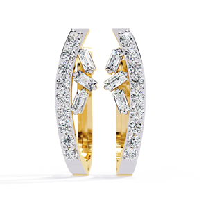 Pendiente de diamante Leb de corte esmeralda y redondo de plata 925 para mujer personalizado, joyería fina de boda clásica con chapado en oro - Product Image 3