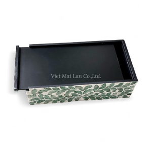 Caja de Pañuelos Hecha a Mano con Incrustaciones de Nácar, Portapañuelos Decorativo para Sala de Estar - Product Image 3