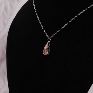 Colgante con Forma Personalizada para Mujer, Pequeño Diamante Ovalado Rosa Cultivado en Laboratorio, Chapado en Oro Sólido de 14 Quilates, para Todas las Ocasiones, Compromiso - Product Image 3