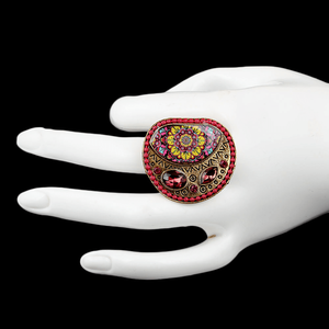 Bague fantaisie pour femme - Dorée - Rose - Product Image 3