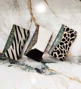 เคสมือถือกระเป๋าสตางค์ RFID หนังวัวแท้ใหม่สำหรับผู้หญิงกระเป๋าใส่เอกสารสีเทอร์ควอยซ์สไตล์ตะวันตก - Product Image 1