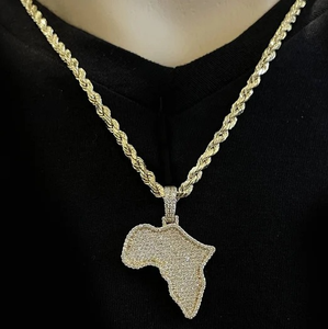 Collar con Colgante de Mapa de África con Diamante Moissanite de Plata 925, Otros Colgantes de Joyería con Moissanite - Product Image 3