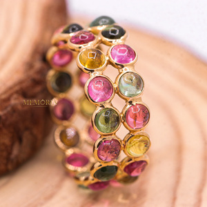 Anillos de Compromiso Hechos a Mano en Oro Amarillo de 18k con Turmalina Multicolor en Forma Preciosa para Mujer, Joyería Certificada para Cumpleaños - Product Image 2