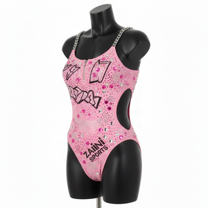 Traje de baño de una pieza para mujer, nailon y elastano elástico, color mostaza, con paneles de bolsillo utilitarios y logotipo personalizado para traje de baño. - Product Image 4