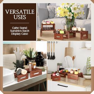 Soporte de exhibición de cupcakes de madera OEM, soporte decorativo para postres, aperitivos, pasteles, soporte de caja de madera rústica, bandeja Base elevadora para boda - Product Image 5