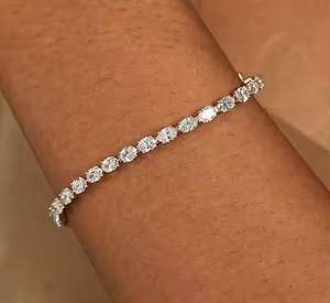 Marquise Cut Moissanite diamants Bracelet de Tennis 18K 14K Soild Bracelet en or véritable breloques nouveau Design cadeaux pour les Couples - Product Image 4