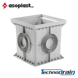 Technodrain PP Boîte de raccordement et de drainage en polypropylène pour fosse d'inspection 200x200 550x550mm à sorties multiples pour extérieur - Product Image 1