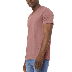 T-shirts personnalisés pour hommes en gros, 100 % coton, tissu toile respirant, service OEM/ODM, coupe classique, col en V - Product Image 2